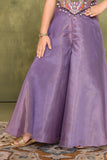 Lavender Sequins Work With Thread Embroidery For Palazzo Set For Girls