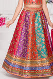 Multicolor Embellished Lehenga Choli with Dupatta For Girls