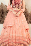 Pretty Peach Princess Designer Lehenga Choli For Girls