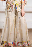Elegant Beige Floral Embroidered Palazzo Set for Girls