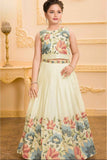 Cream Sequins Work With Embroidered Lehenga Choli For Girls
