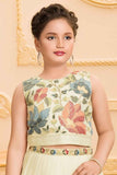 Cream Sequins Work With Embroidered Lehenga Choli For Girls