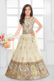 Ivory Ethnic Embroidered Lehenga Choli Set with Sequins and Thread Work For Girls