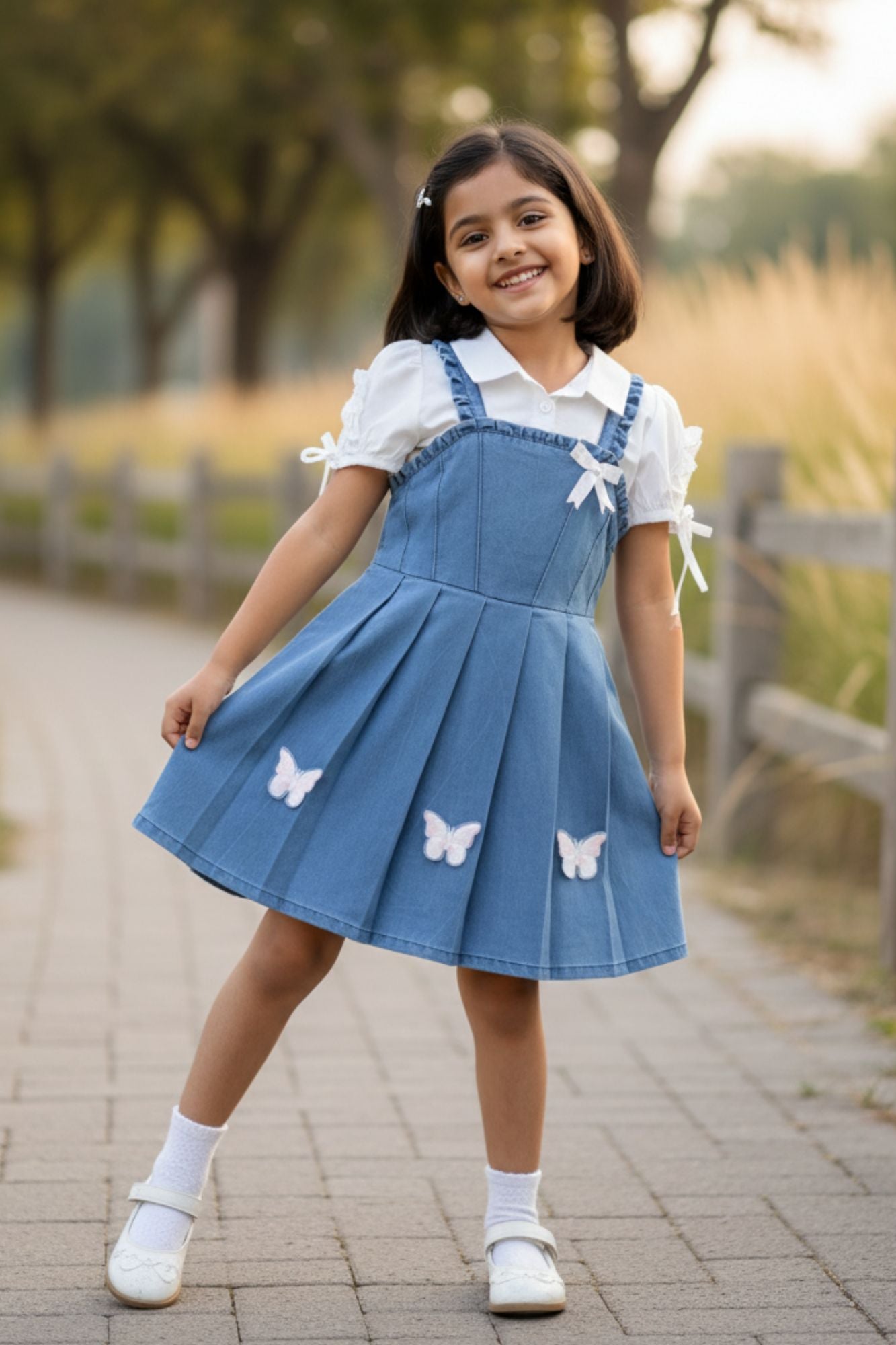 Pinafore Dresses Fat Face Denim Pinafore FAT FACE Girls Dungaree