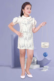 Stylish White Shimmer Party Wear Dress For Girls - Lagorii Kids