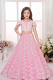 Blush Pink Sequin Lehenga Choli For Girls