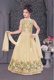 Cream Multicolor Embroidered Lehenga Choli For Girls
