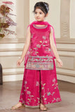 Rani Pink Ethnic Palazzo Set with Multicolor Embroidery for Girls