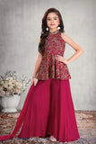 Rani Pink Peplum Embroidered Palazzo Set for Girls