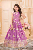 Onion Pink Silk Lehenga Choli with Gold Zari Motifs