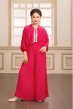 Rani Pink Embellished Palazzo Set with Tassel Shirt for Girls