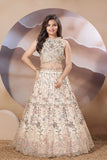 Cream Heavy Embroidered Lehenga Choli with Sequin and Thread Work For Girls