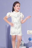 Stylish White Shimmer Party Wear Dress For Girls - Lagorii Kids