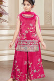 Rani Pink Ethnic Palazzo Set with Multicolor Embroidery for Girls