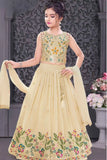 Cream Multicolor Embroidered Lehenga Choli For Girls
