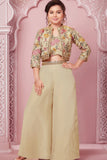 Cream Palazzo Set with Heavy Embroidered Jacket For Girls