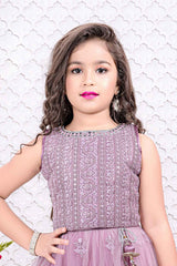 Purple Embroidery Work Lehenga Choli Set For Girls