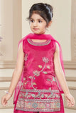 Rani Pink Ethnic Palazzo Set with Multicolor Embroidery for Girls