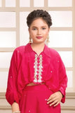 Rani Pink Embellished Palazzo Set with Tassel Shirt for Girls