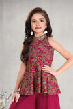 Rani Pink Peplum Embroidered Palazzo Set for Girls