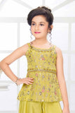 Mustard Zari Embroidery With Sequins Work Palazzo Set For Girls