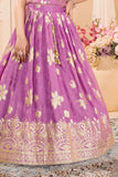 Onion Pink Silk Lehenga Choli with Gold Zari Motifs