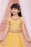 Yellow Embroidered Lehenga Choli Set for Girls