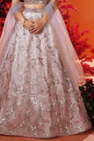 Onion Pink Sequins Embroidered Lehenga Choli Set For Girlsp