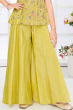 Mustard Zari Embroidery With Sequins Work Palazzo Set For Girls
