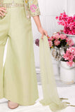 Pastel Green Palazzo Set with Embroidered Jacket for Girls