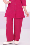 Pink Casual Top With Matching Straight Pant Set For Girls