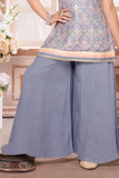 Gray Embroidered Palazzo Set with Dupatta For Girls