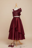 Maroon Organza Lehenga Choli And Dupatta For Girls
