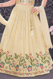 Cream Multicolor Embroidered Lehenga Choli For Girls