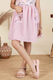 Pink Cotton Frock With Butterfly Print For Girls