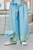 Sky Blue Embroidered Palazzo Set with Matching Sling Bag For Girls
