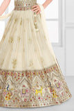 Ivory Ethnic Embroidered Lehenga Choli Set with Sequins and Thread Work For Girls