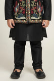 Black Multicolor Embroidered Kurta Set For Boys For Boys