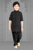 Black Pathani Stylish Kurta jacket Set For Boys - Lagorii Kids