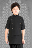 Black Pathani Stylish Kurta jacket Set For Boys - Lagorii Kids