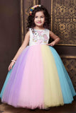 Cute Multicolor Unicorn Net Gown For Girls - Lagorii Kids