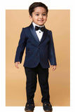 Little Collar's Navy Blue Tuxedo Suit With Bow For Boys - Lagorii Kids