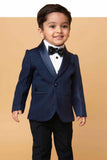 Little Collar's Navy Blue Tuxedo Suit With Bow For Boys - Lagorii Kids