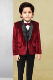 Maroon Velvet Tuxedo for Boys - Lagorii Kids