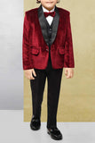 Maroon Velvet Tuxedo for Boys - Lagorii Kids