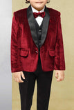 Maroon Velvet Tuxedo for Boys - Lagorii Kids