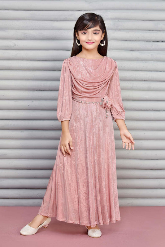 Shinny Pink Long Dress for Girls - Lagorii Kids