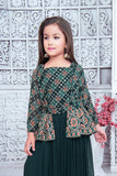 Premium forest green palazzo set with shrug and belt | rich embroidery