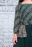 Premium forest green palazzo set with shrug and belt | rich embroidery