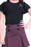 Purple pleated skirt & Black flared top set - Lagorii Kids